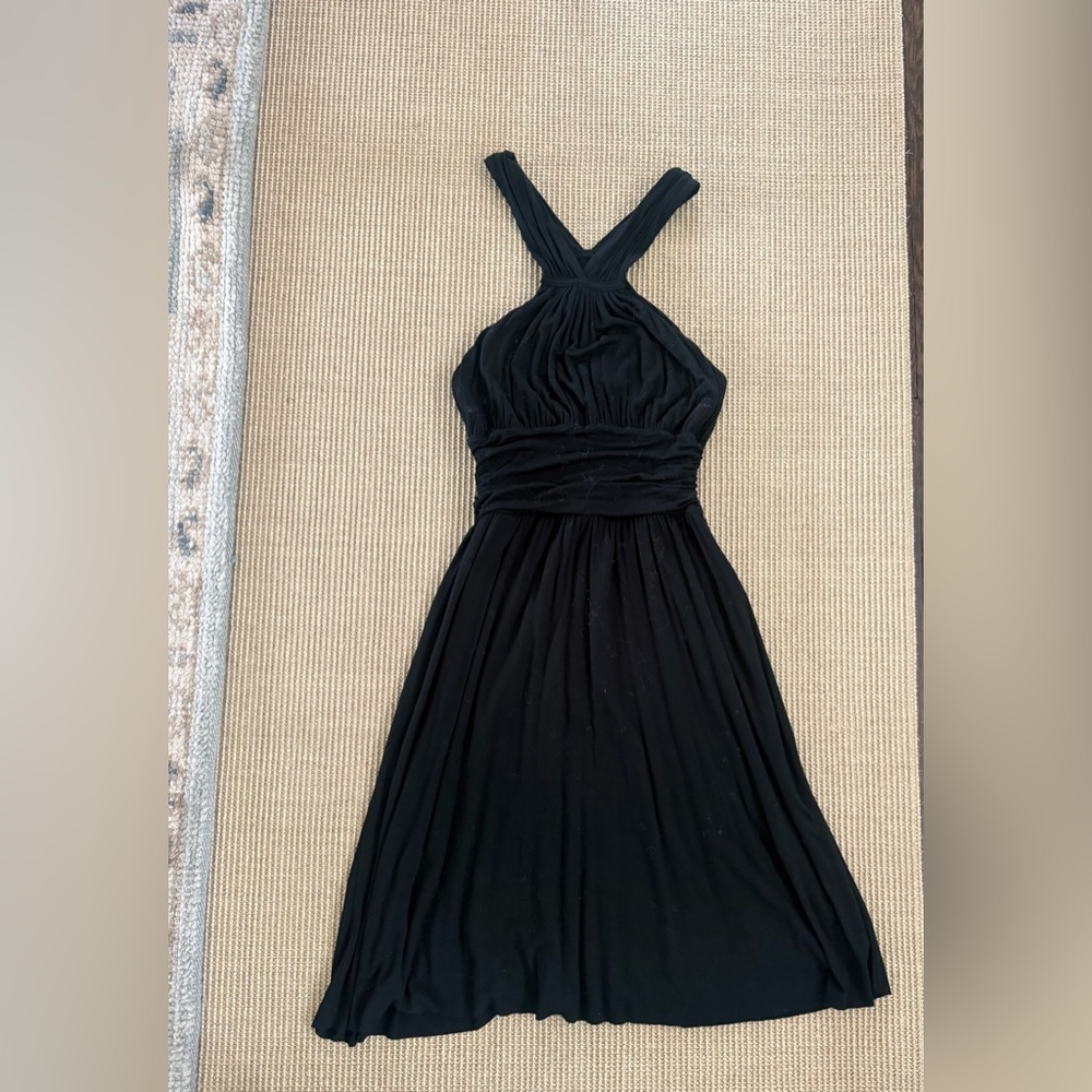 Black Dress with Gathered Bodice